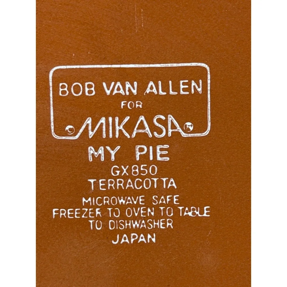Bob Van Allen for Mikasa My Pie GX850 Terracotta Pie Plate Dish Orange Japan MCM